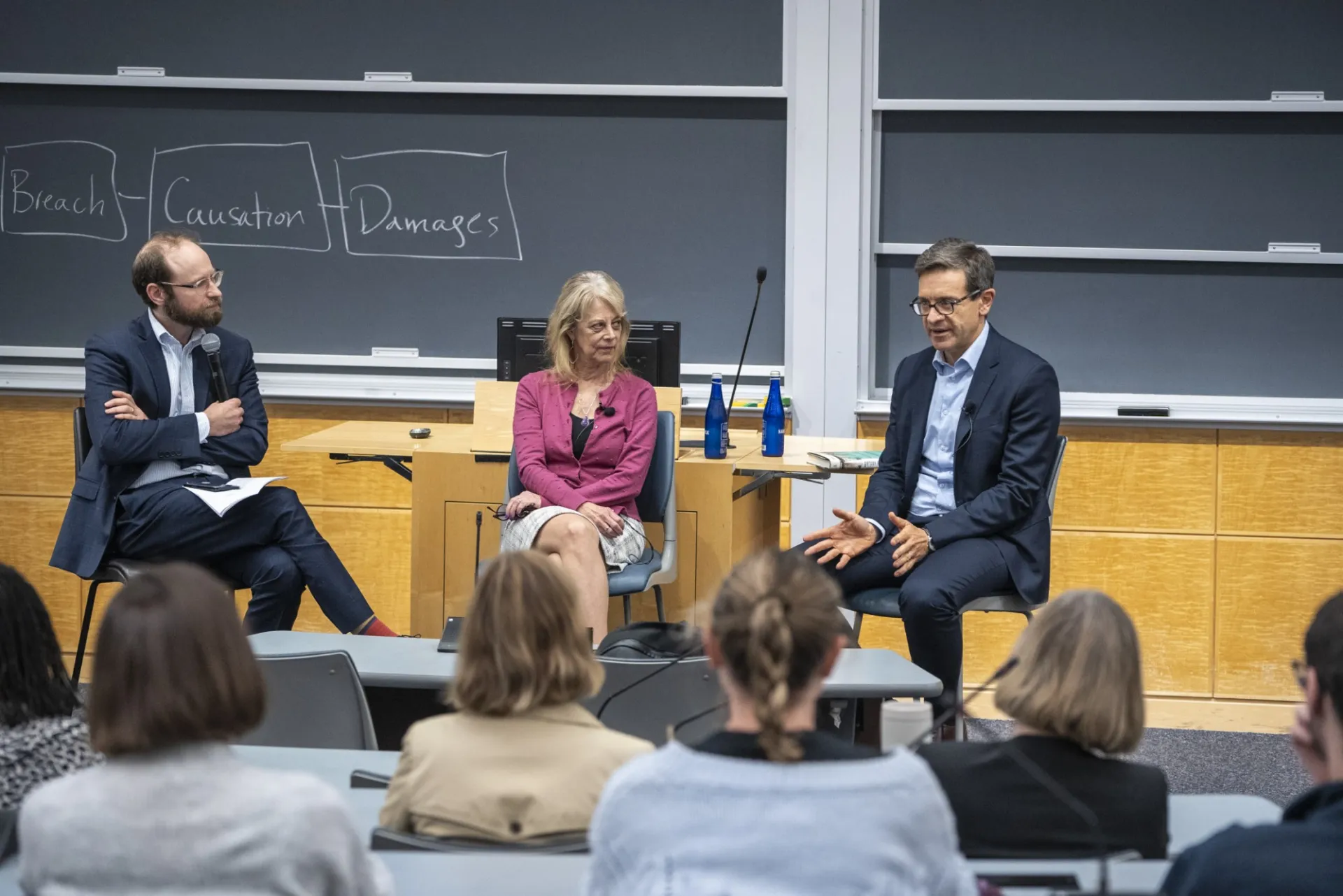 Jeremy Kessler, Karen Goldberg, & Julian Zelizer speaking on panel. 