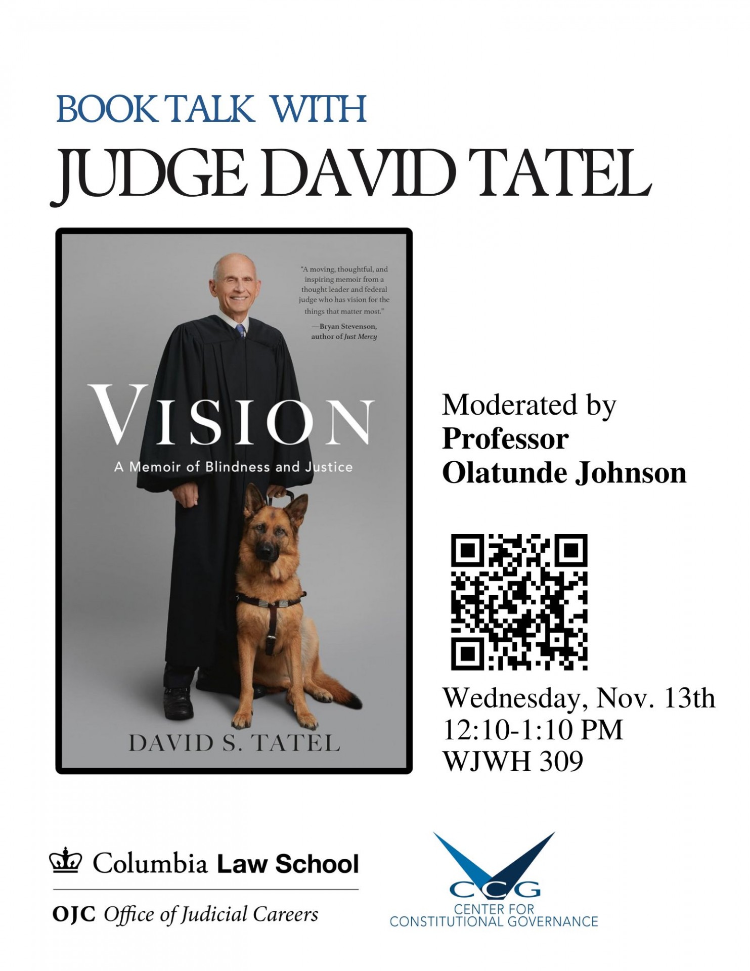 Vision by Judge David Tatel Book Talk Poster