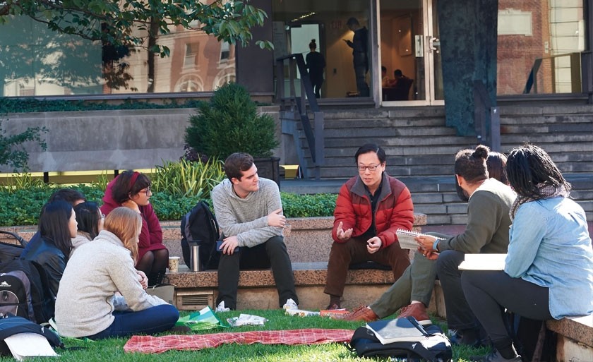 Prof. Huang Outside with students